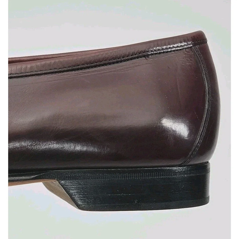Johnston & Murphy Loafer Shoe Burgundy Leather Men Sz 11.5 Kiltie Tassel Italy